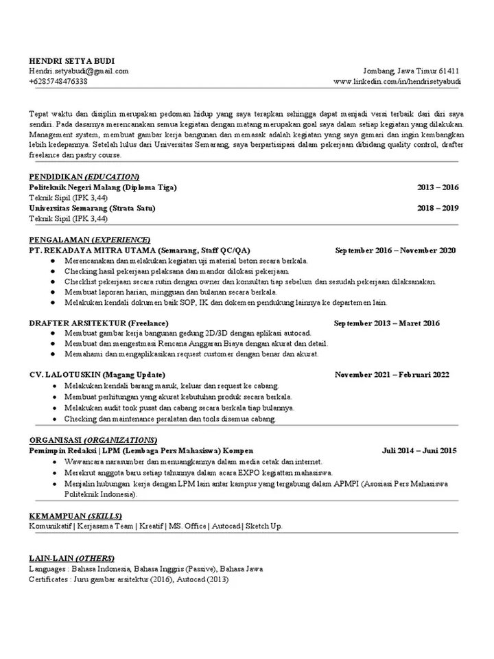 Portfolio & Resume - CV/ Resume LULUS ATS! Professional, Harga murah & Terjangkau, for professionals. - 2