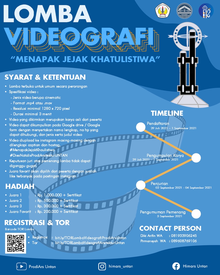 Infografis lomba videografi dengan tema "Menyapak Jejak Khatulistiwa" di Universitas Tanjungpura, Pontianak.