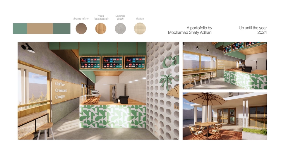 Jasa Desain Cafe Minimalis dan Modern, Desain Interior Cafe, 3D Render Cafe