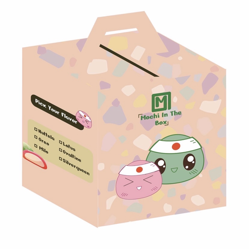 Jasa desain logo makanan, mochi in the box, desain logo makanan unik, desain logo makanan lucu, desain logo makanan menarik, buat logo makanan