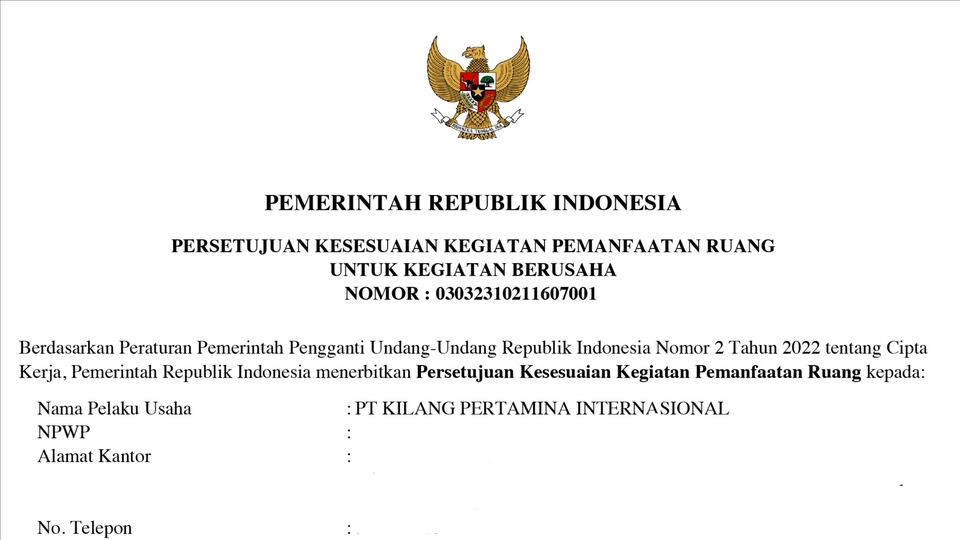 Hukum - Pembuatan NIB, Akun OSS, Penerbitan PKKPR, Penginputan KBLI,dan Perizinan lainnya - 1