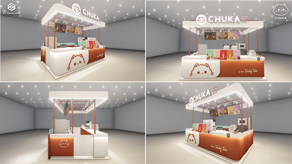 ออกแบบร้านค้า 3d perspective ชูคา ตู้น้ำชา พร้อมเรนเดอร์ 3 มิติ สวยงาม ราคาประหยัด