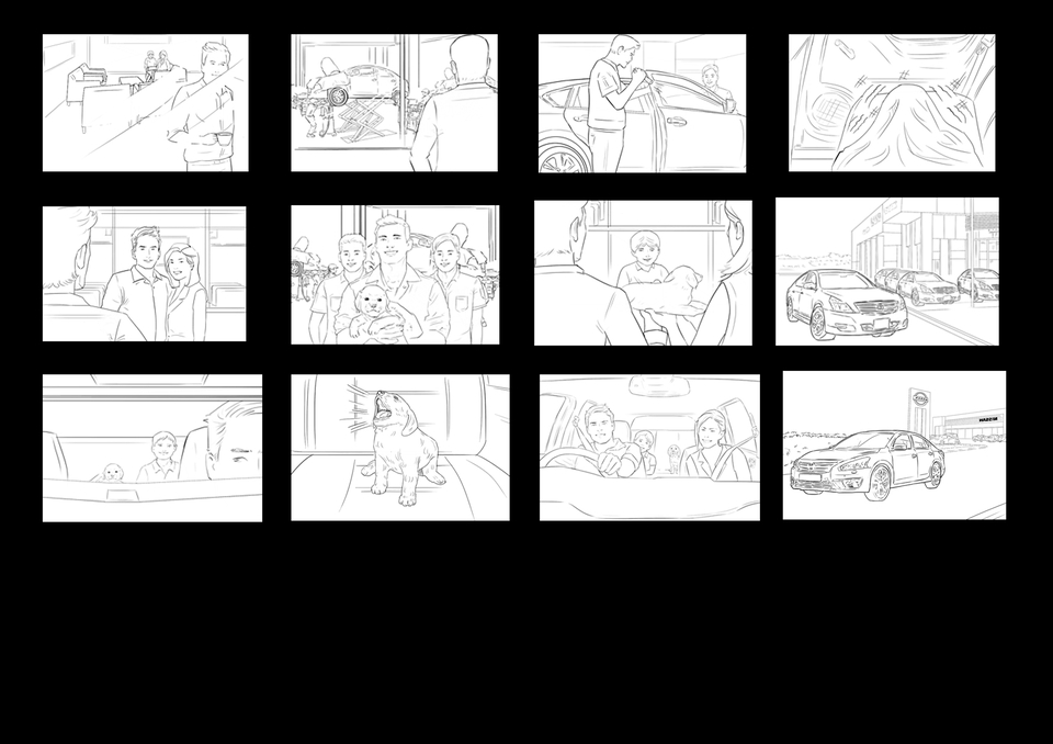 วาด/ออกแบบสตอรี่บอร์ด - รับวาด Storyboard ภาพร่าง//ขาว-ดำ/ภาพสี - 9