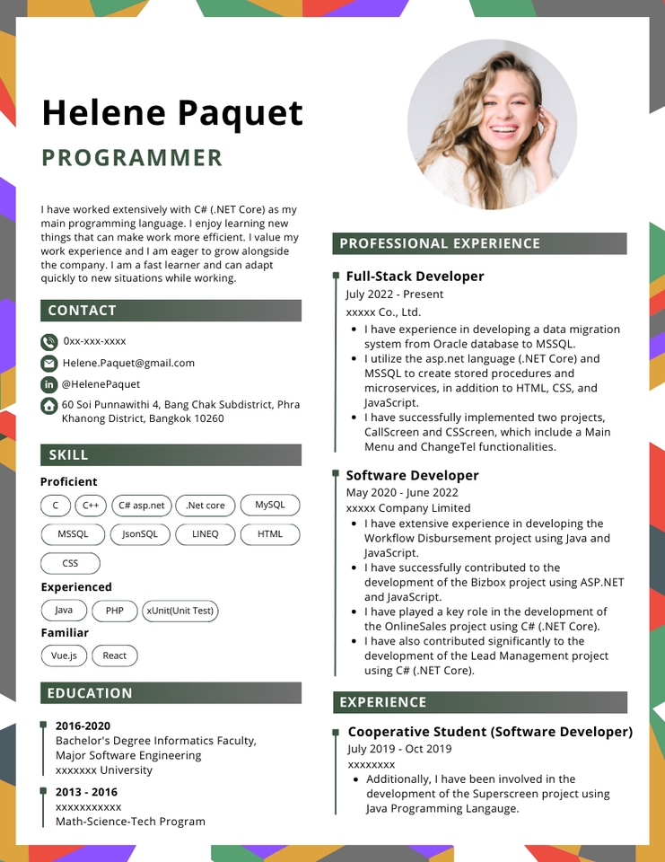 Portfolio & Resume - Resume สำหรับสายโปรแกรมเมอร์ - 2