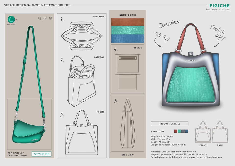 วาด/ออกแบบแพทเทิร์นเสื้อผ้า - รับออกแบบกระเป๋า / ลวดลายบนกระเป๋า Monogram ( Bags Design Accessory / Flat Sketches ) - 21