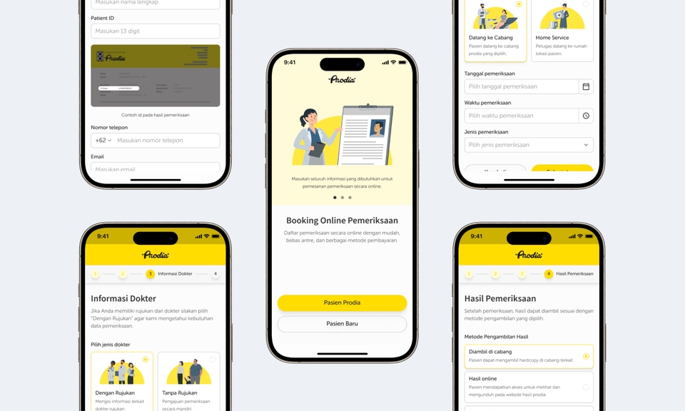 Desain UI UX Aplikasi Mobile untuk Pemesanan Layanan Kesehatan secara Online - contoh desain mobile app UI UX desain aplikasi mobile.