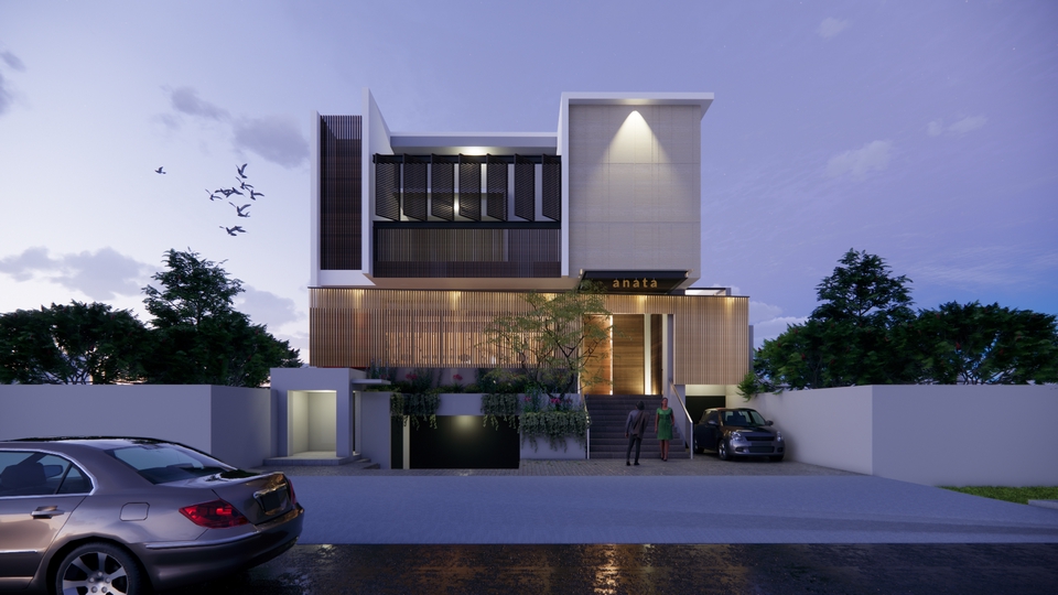 Jasa desain eksterior rumah minimalis modern 3d dengan render berkualitas tinggi, cocok untuk inspirasi desain rumah baru.