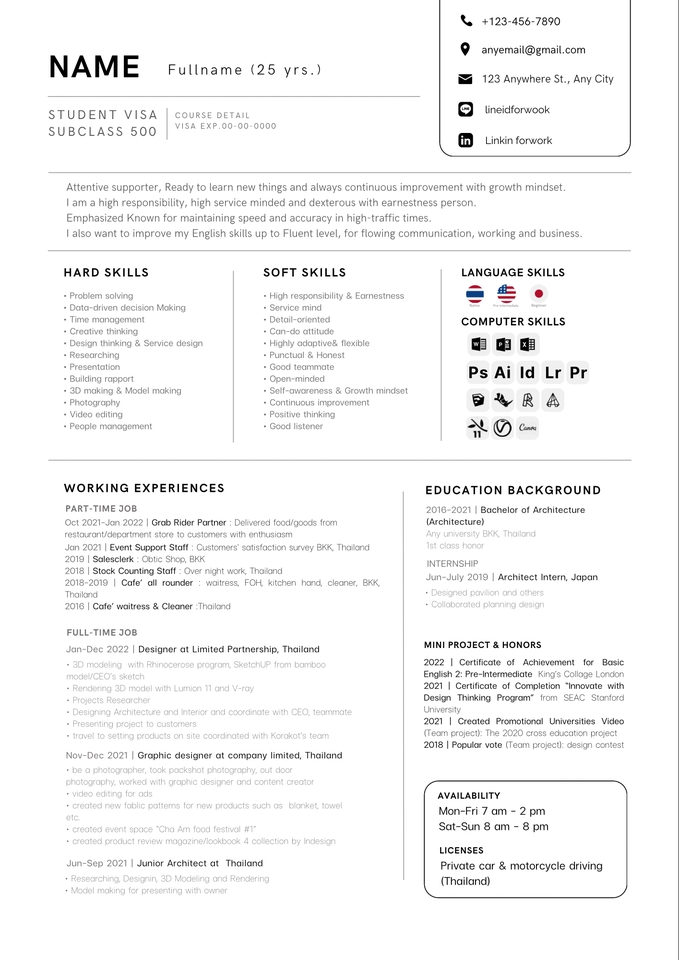 Portfolio & Resume - Resume/CV for work in Australia - 2