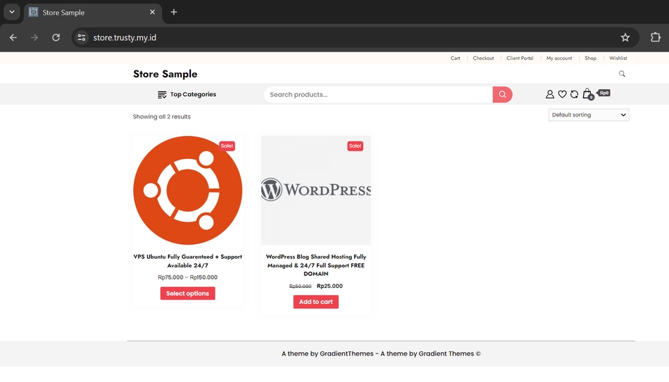 Jasa pembuatan website Wordpress dengan logo Wordpress dan logo Linux.