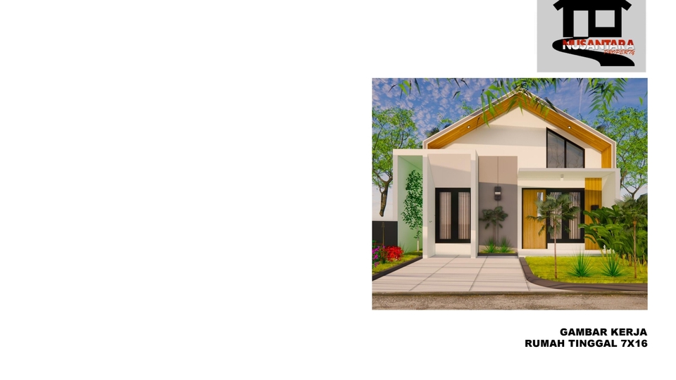 desain 3D dan gambar kerja konstruksi rumah