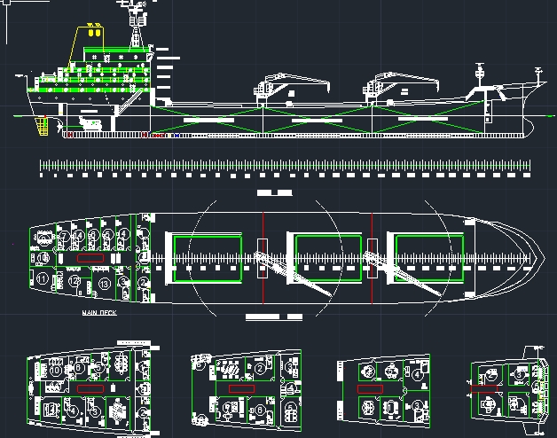 Jasa drafter autocad, gambar desain kapal laut 3d dengan detail ruangan