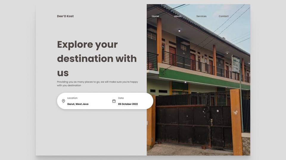 Desain UI UX untuk website kost dengan desain modern dan minimalis.