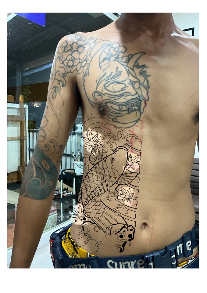 ออกแบบลายสักปลาคาร์พ 鲤鱼纹身 ออกแบบลายสักสวยๆ