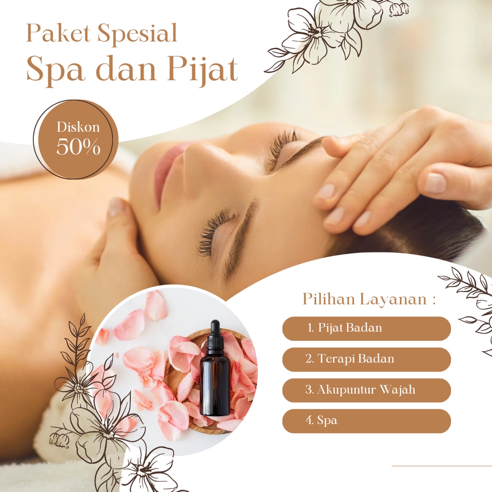 Jasa Desain Banner Instagram Promosi Paket Spa dan Pijat Diskon 50%