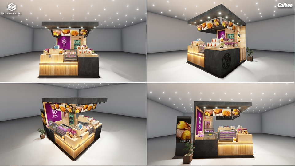 ออกแบบร้านค้า 3D perspective รับทำภาพ 3 มิติ Calbee โมเดลร้านค้า