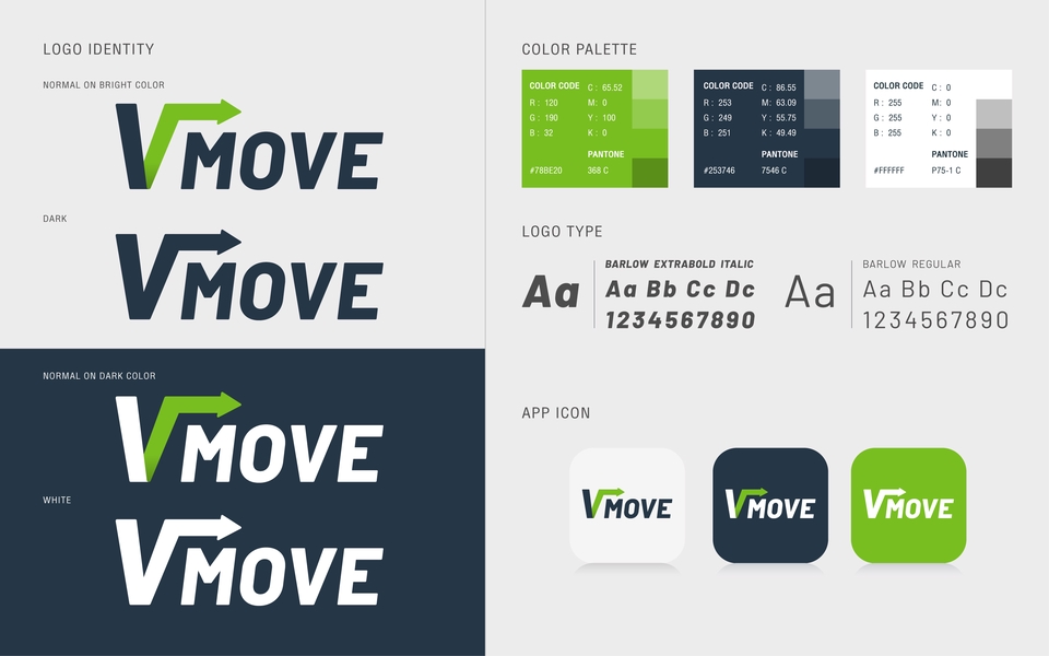 ออกแบบโลโก้VMoveมืออาชีพโลโก้เรียบหรูสไตล์มินิมอล