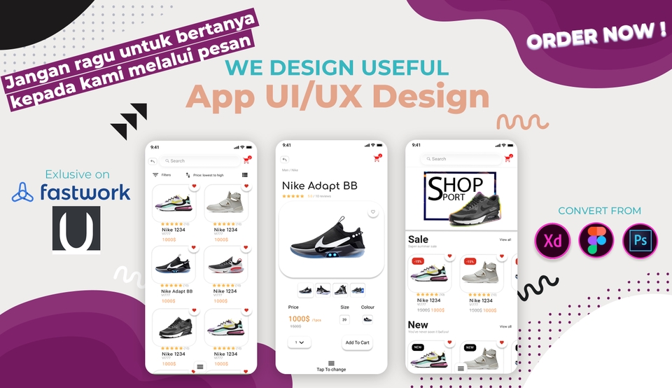 Desain Tampilan UI/UX Untuk Mobile App, Website / Landing Page.