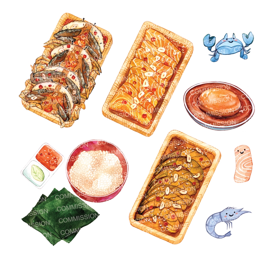 วาดภาพประกอบ - รับวาดภาพประกอบ สีน้ำ อาหาร 2 ชิ้น 600 บาท - 7