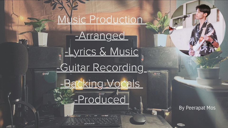 รับทำซาวด์ดนตรี อัดเสียงกีตาร์ ทำ backing track เพลงประกอบ โปรดิวซ์ เพลงโดย Peerapa