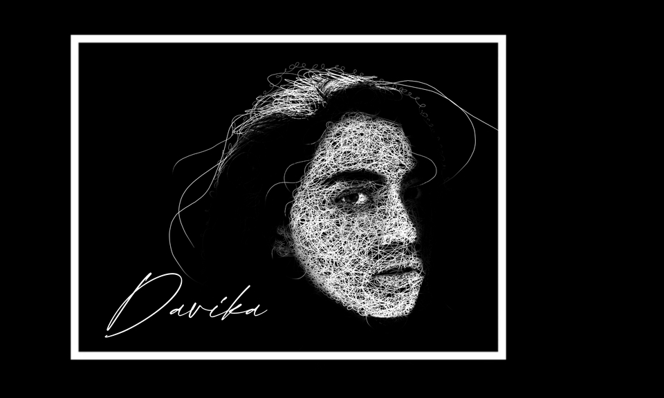 Gambar Potret - Scribble Art pada Background Hitam, 2 Jam jadi - 3