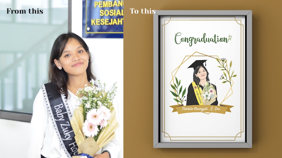 Gambar Potret - Ilustrasi Style Cartoon (Kartun) Dan Line Art 1 HARI JADI - 1