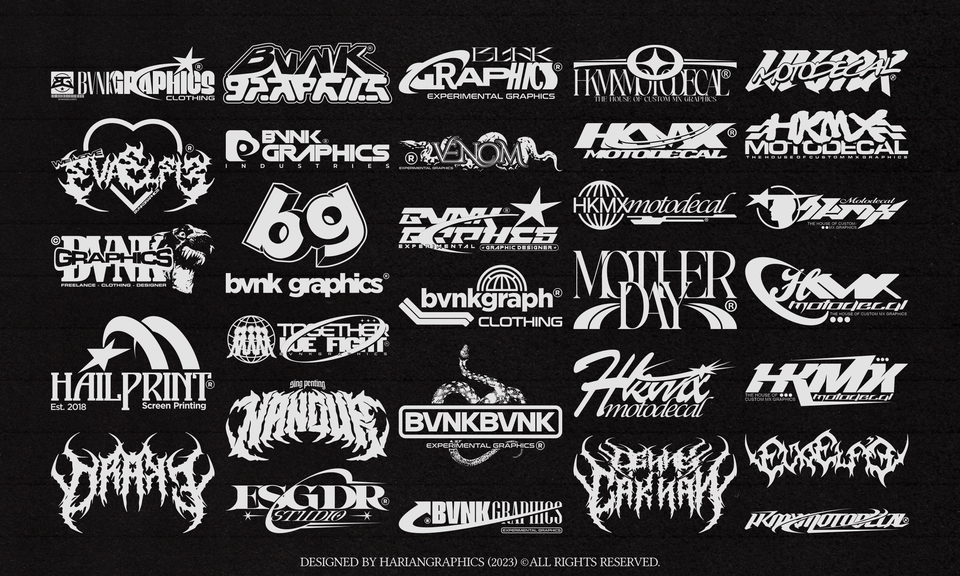 Logo - Desain logotype streetwear, y2k, metal, sticker, automotive, racing, parodi, untuk brand anda - 3