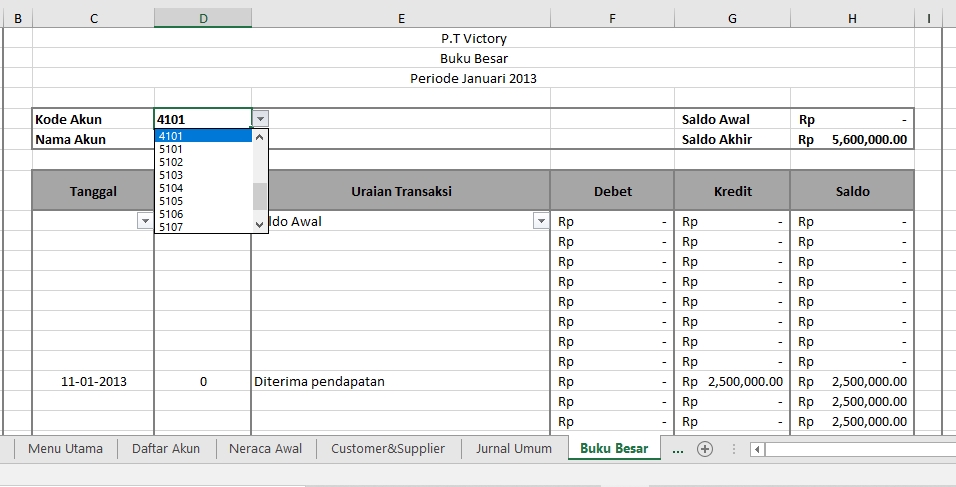 Entri Data - Jual Template Laporan Keuangan Akuntansi sederhana di excel - 3