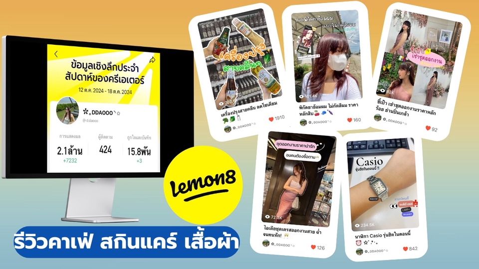 เน็ตไอดอลและบล็อกเกอร์รีวิว - รับรีวิวสินค้า สกินแคร์ เสื้อผ้าต่างๆ ลง Lemon 8 - 1