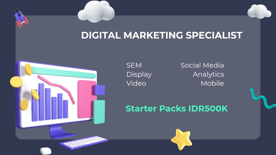 Jasa Digital Marketing Specialist, SEM, Social Media Analytics, Mobile, Starter Pack IDR500K, Jasa Iklan Google Ads, Jasa Iklan Facebook, Jasa Iklan Instagram, Jasa Iklan Social Media, Jasa Digital Marketing Murah