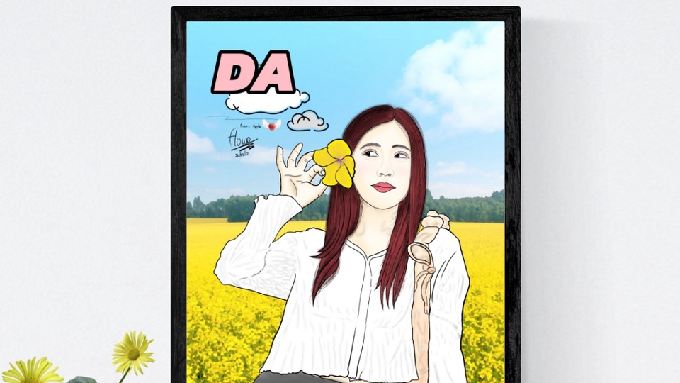 รับวาดภาพเหมือนการ์ตูนสไตล์น่ารัก สีสันสดใส