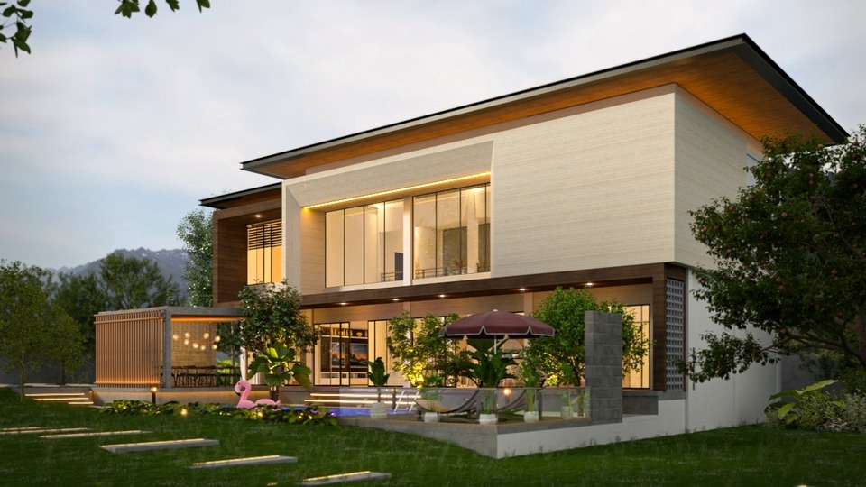 3D & Perspektif - Render realistis eksterior rumah, apartemen, dan perumahan developer. - 2