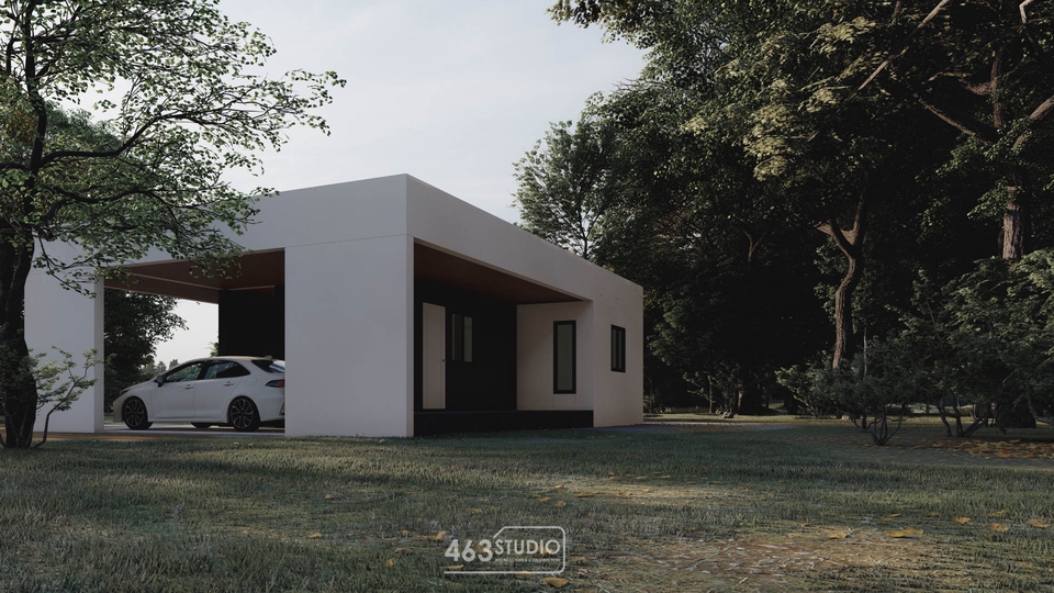 ออกแบบบ้านพักอาศัยหลังเล็ก สไตล์โมเดิร์น พร้อมที่จอดรถ