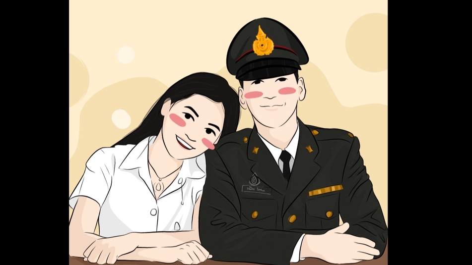 เปลี่ยนรูปเป็นเวกเตอร์ - ดราฟภาพ แนวกึ่งการ์ตูน แฟนอาร์ต (FanArt) เดี่ยว - คู่ - 1
