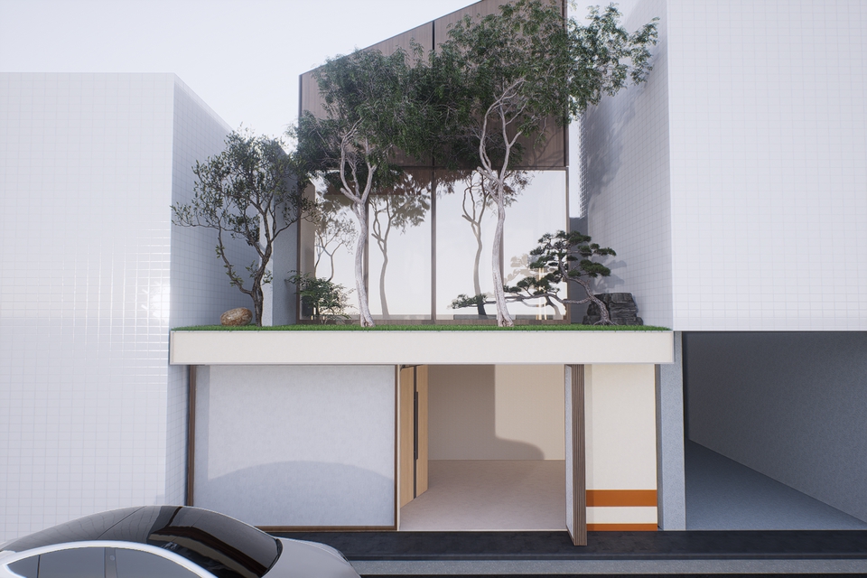 Jasa Desain Eksterior 3D Rumah Minimalis Modern dengan Taman Atap