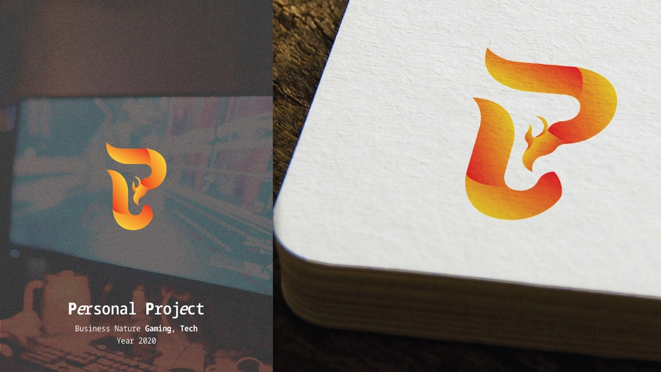Desain logo oranye dengan bentuk huruf F  yang cocok untuk bisnis, gaming, dan teknologi.