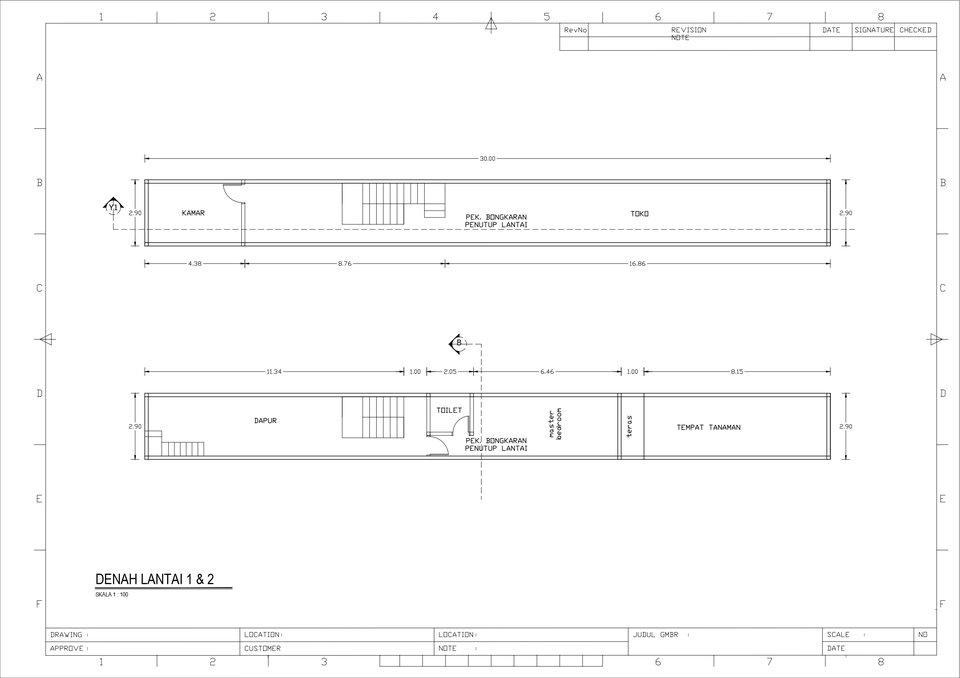 Denah - Gambar Denah Rumah Tinggal (Arsitektur, Struktur DED Rumah Tinggal, Kantor & Gedung) - 6