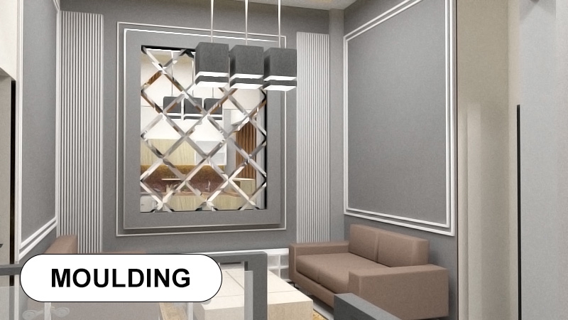 Desain interior minimalis modern dengan lemari pakaian dan rak dinding, desain furniture ruang tamu, desain rumah, desain interior rumah