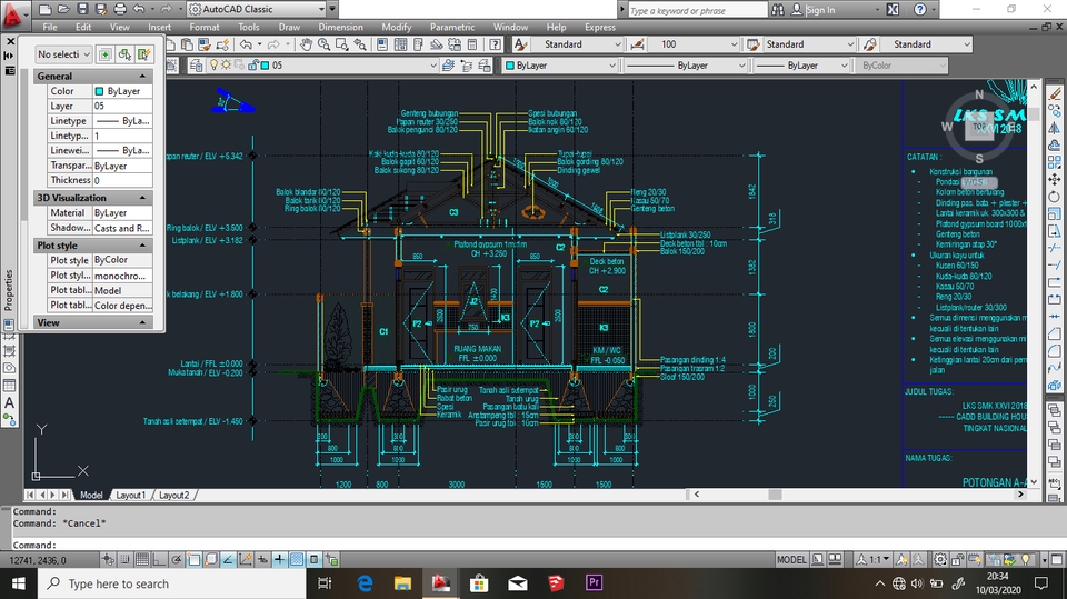 CAD Drawing - DESAIN Arsitektur dan Kontrukrsi bangunan (2D+3D) - 7