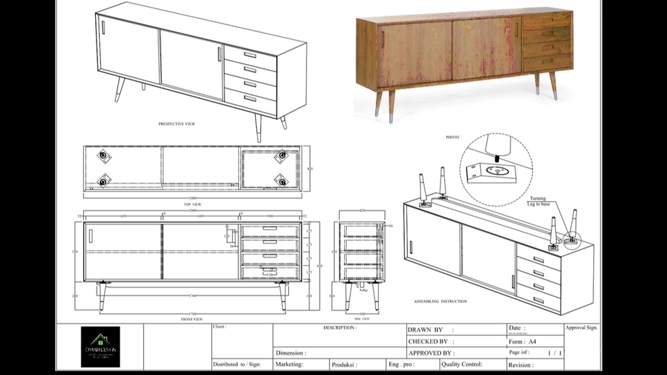 CAD Drawing - JASA GAMBAR FURNITURE 2D & 3D (DESIGN BEBAS) - 3