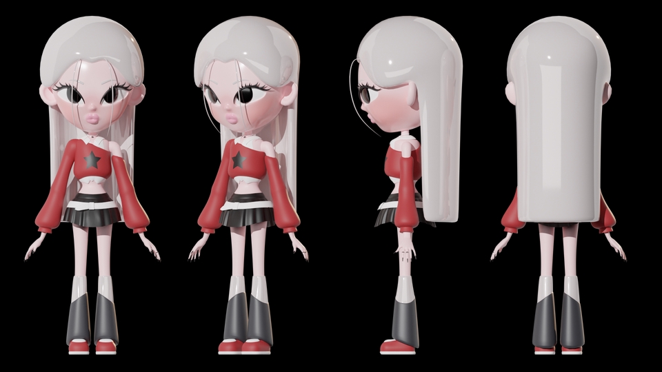 รับทำโมเดล 3d ตัวละครอนิเมะ สไตล์น่ารัก 3d model