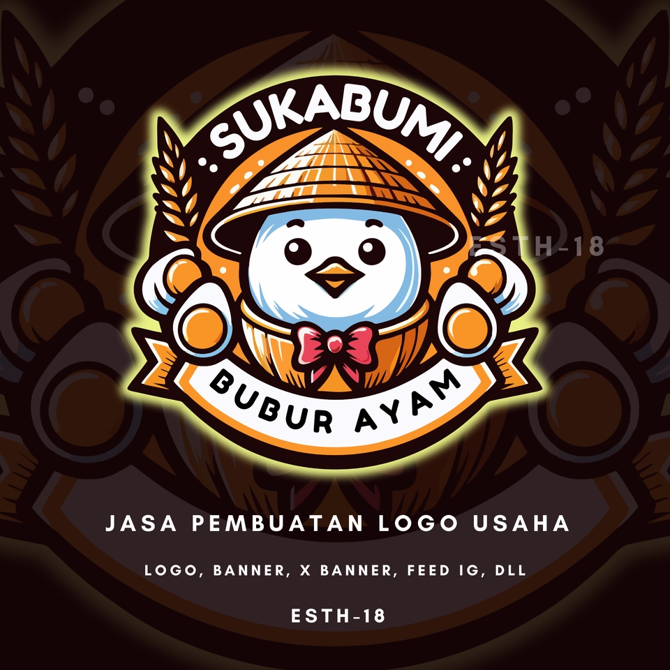 Jasa desain logo untuk bubur ayam di Sukabumi, desain logo profesional dan murah, logo restoran bubur ayam