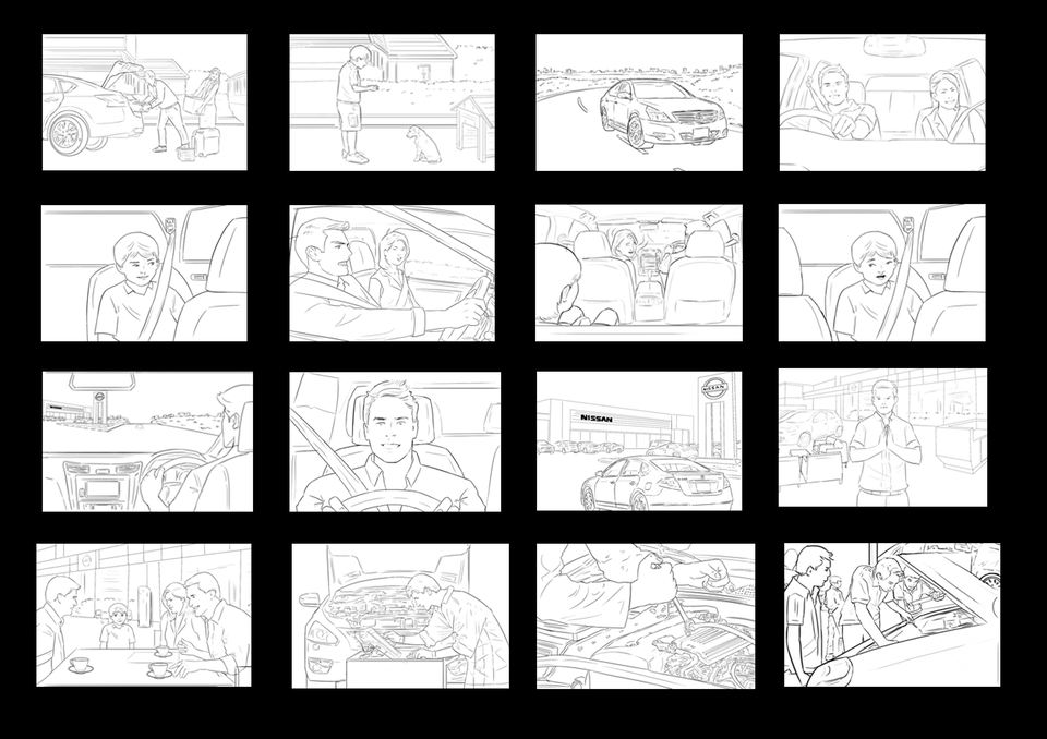 วาด/ออกแบบสตอรี่บอร์ด - รับวาด Storyboard ภาพร่าง//ขาว-ดำ/ภาพสี - 8