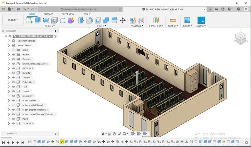 Jasa drafter autocad arsitek, gambar denah ruangan kelas dengan autocad 3d untuk desain interior.