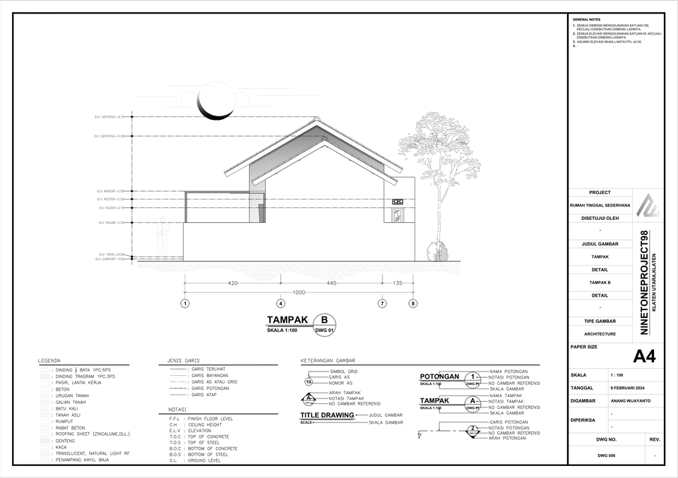 CAD Drawing - JASA GAMBAR ARSITEKTUR (DENAH,POTONGAN,TAMPAK) - 7