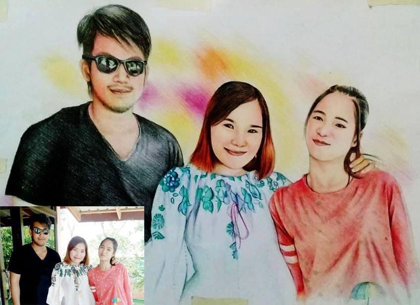 วาดภาพเหมือน Portrait - วาดภาพคนเหมือน ด้วยสีไม้และวาดเส้นขาวดำ - 10