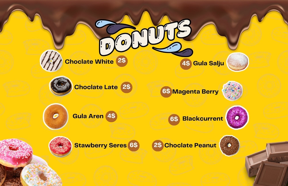 Donat aneka rasa dengan harga menarik untuk pesanan desain kartu undangan pernikahan