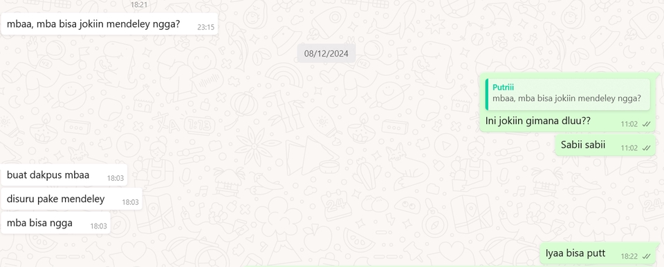 Jasa pengetikan online untuk tugas sekolah, contoh chat freelance online untuk pengetikan tugas sekolah