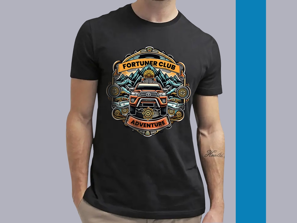 Desain kaos distro pria dengan motif offroad adventure