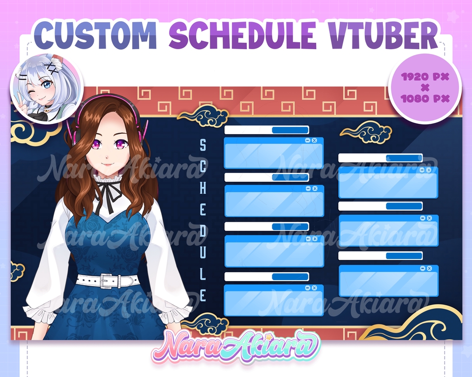 Banner Online - Kustom Stream Schedule untuk vtuber, Overlay, Stream Screen - 2