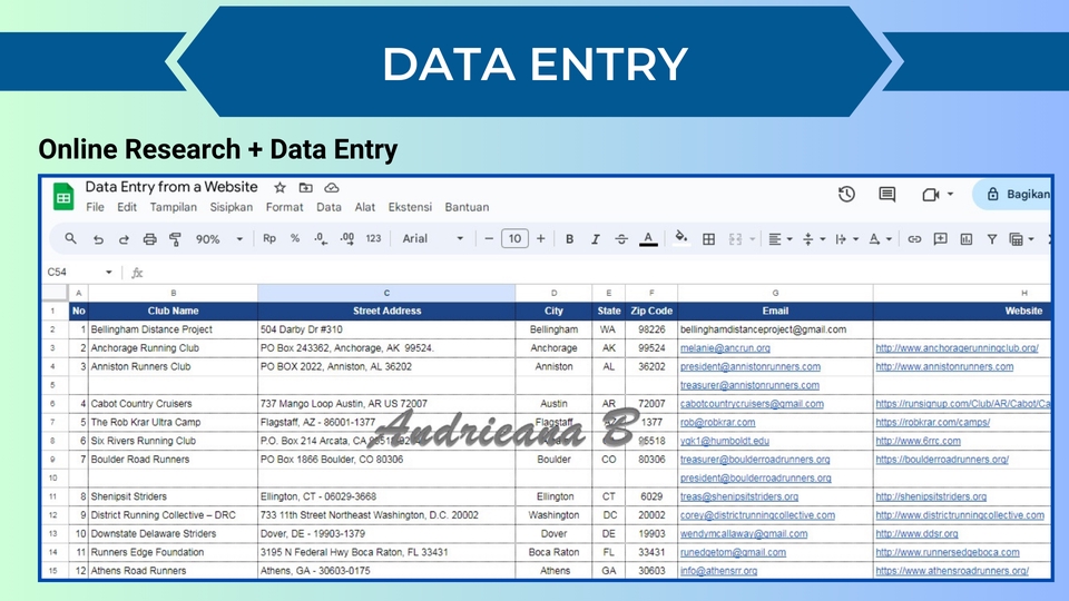 Jasa data entry excel online untuk memasukkan data website ke dalam spreadsheet